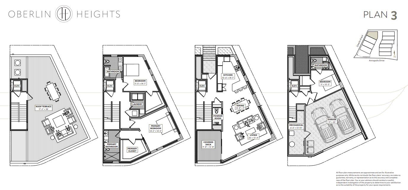 2D floor plan layout for the Plan 3 by Concept 8 in Oberlin Heights, Raleigh, NC (Image 1).