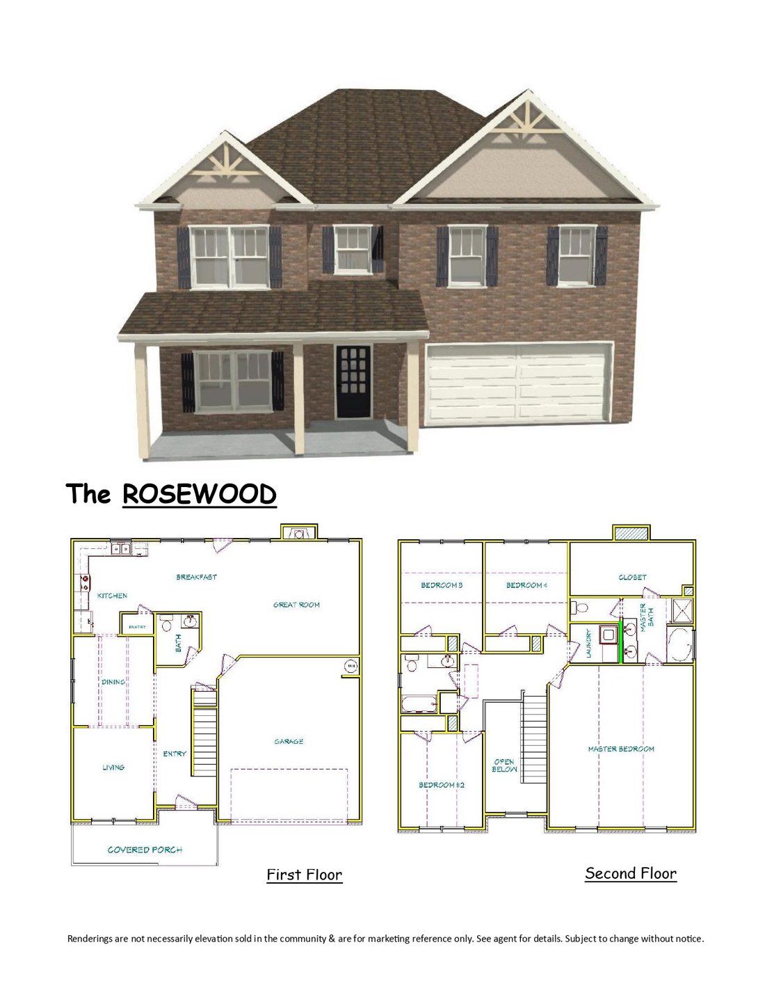 2D floor plan layout for the Rosewood by Capshaw in Peeksville Landing, Locust Grove, GA (Image 1). 2D floor plan layout for the Rosewood by Capshaw in Peeksville Landing, Locust Grove, GA (Image 1).