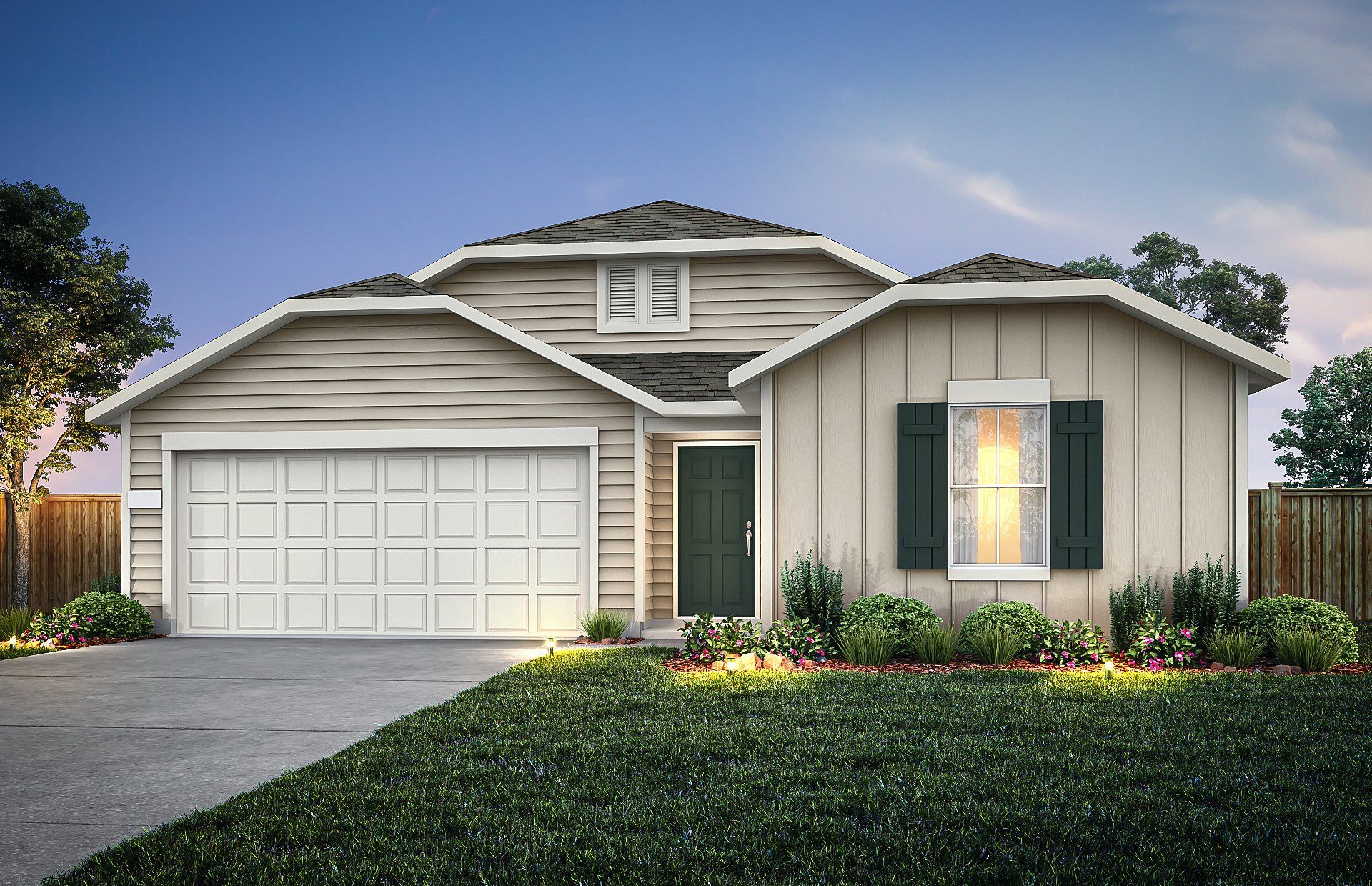 Front exterior of a new home in Skyview, Belton, TX, highlighting curb appeal (Image 1). Front exterior of a new home in Skyview, Belton, TX, highlighting curb appeal (Image 1).