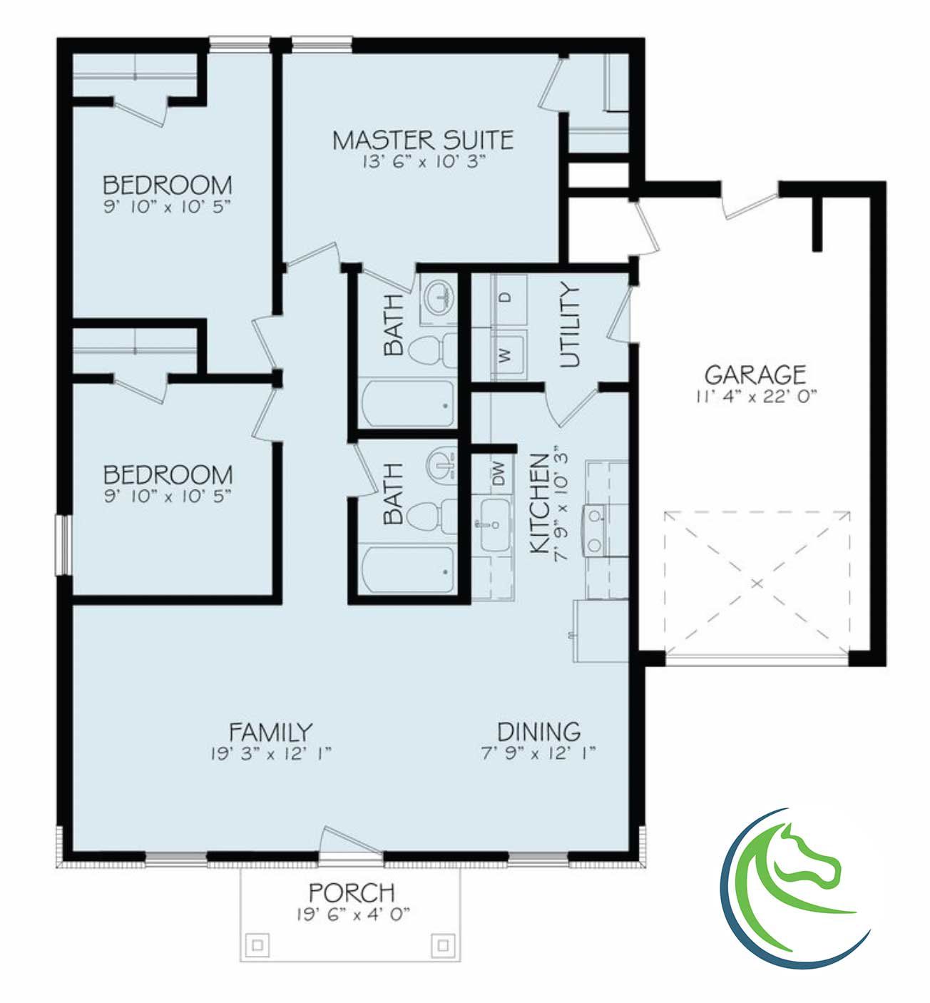 2D floor plan layout for the The Colorado by Wyldewood Homes in Miller Street Cottages, Denison, TX (Image 1).