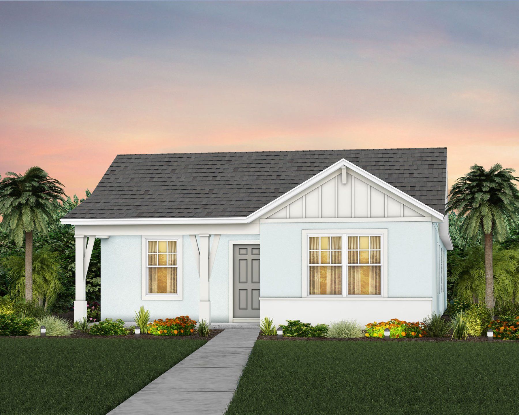 Front exterior of a new home in Parkside Trails, Clermont, FL, highlighting curb appeal (Image 1). Front exterior of a new home in Parkside Trails, Clermont, FL, highlighting curb appeal (Image 1).
