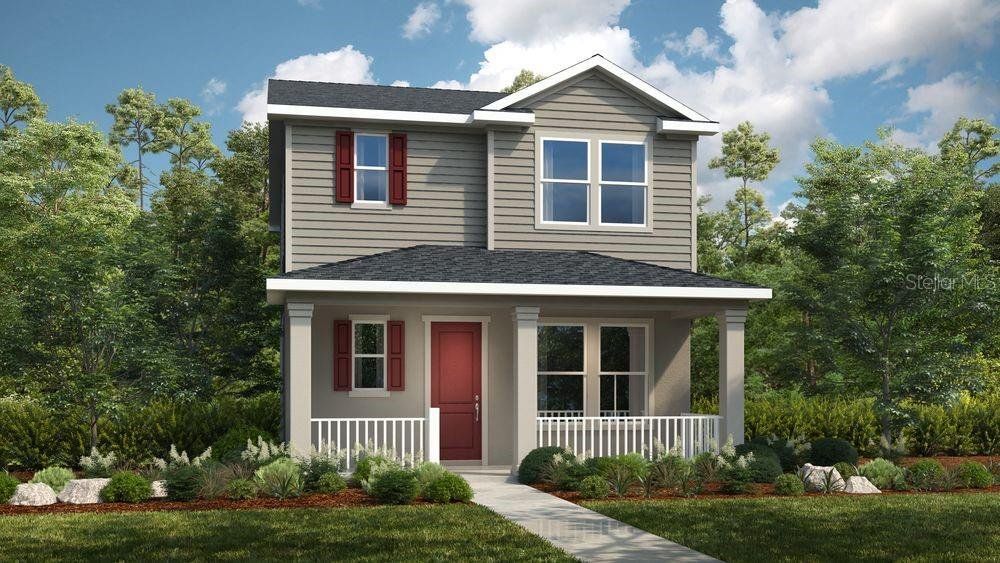 Front exterior of a new home in Harvest at Ovation, Winter Garden, FL, highlighting curb appeal (Image 1). Front exterior of a new home in Harvest at Ovation, Winter Garden, FL, highlighting curb appeal (Image 1).