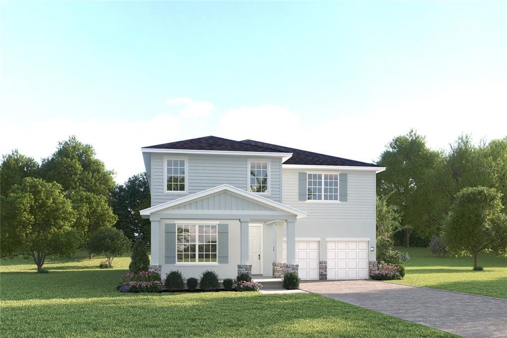 Front exterior of a new home in Parkview Preserve, Apopka, FL, highlighting curb appeal (Image 1). Front exterior of a new home in Parkview Preserve, Apopka, FL, highlighting curb appeal (Image 1).