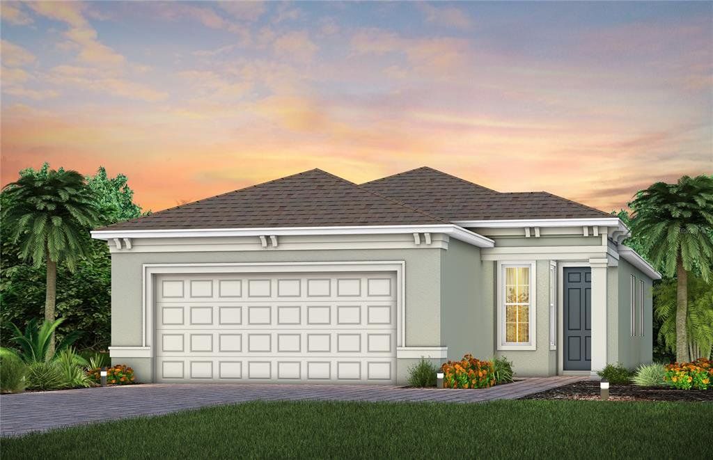 Front exterior of a new home in Del Webb Minneola, Minneola, FL, highlighting curb appeal (Image 1). Front exterior of a new home in Del Webb Minneola, Minneola, FL, highlighting curb appeal (Image 1).