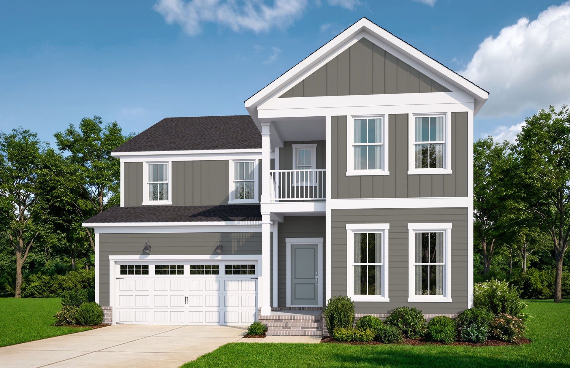 Front exterior of a new home in Lewiston Meadows, Greensboro, NC, highlighting curb appeal (Image 1). Front exterior of a new home in Lewiston Meadows, Greensboro, NC, highlighting curb appeal (Image 1).