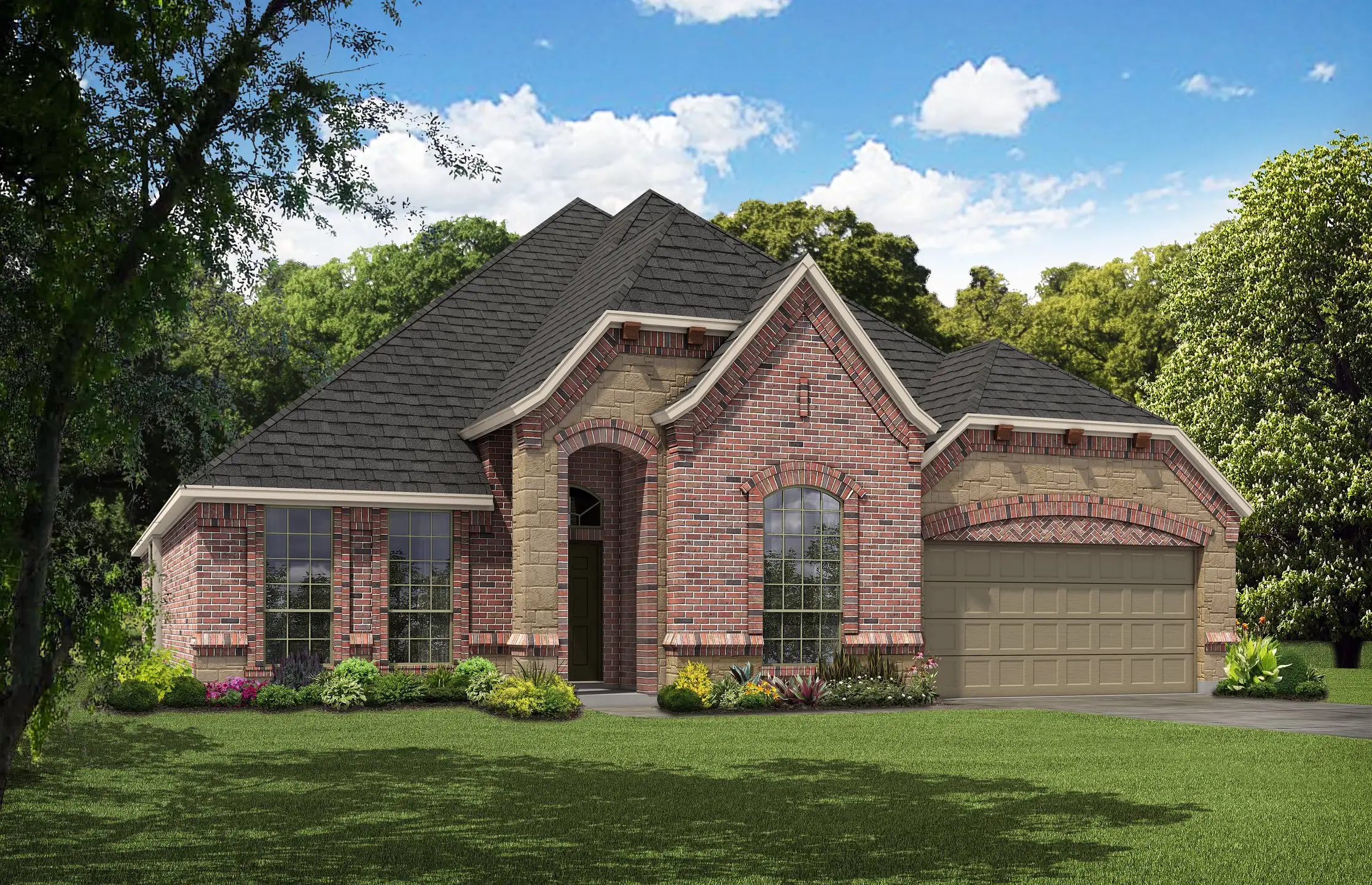 Front exterior of a new home in Coyote Crossing, Godley, TX, highlighting curb appeal (Image 1). Front exterior of a new home in Coyote Crossing, Godley, TX, highlighting curb appeal (Image 1).