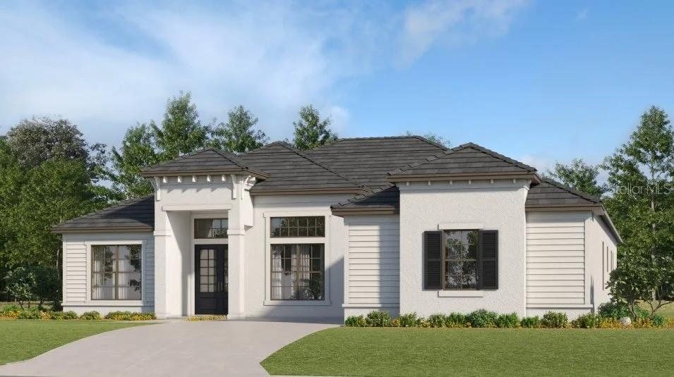 Front exterior of a new home in Calusa Country Club, Lakewood Ranch, FL, highlighting curb appeal (Image 1). Front exterior of a new home in Calusa Country Club, Lakewood Ranch, FL, highlighting curb appeal (Image 1).