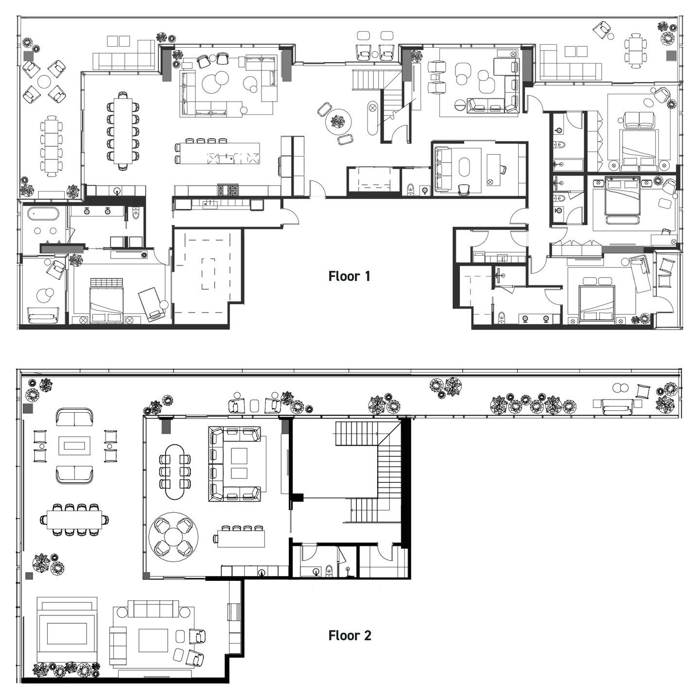 2D floor plan layout for the PH55N by Urbanspace Development in The Modern Austin Residences, Austin, TX (Image 1).