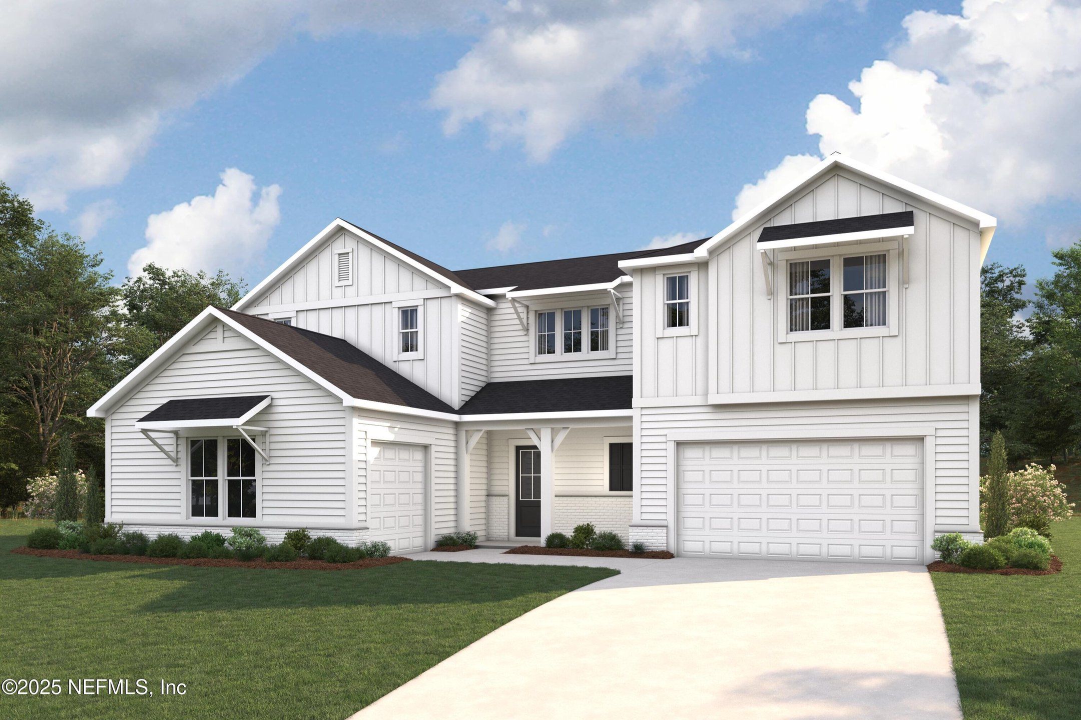 Front exterior of a new home in RiverTown - Springs, St. Johns, FL, highlighting curb appeal (Image 1).