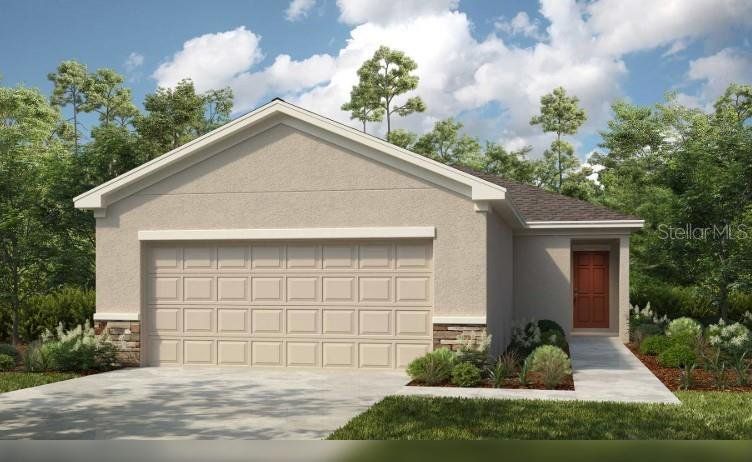 Front exterior of a new home in Firethorn, Parrish, FL, highlighting curb appeal (Image 1). Front exterior of a new home in Firethorn, Parrish, FL, highlighting curb appeal (Image 1).