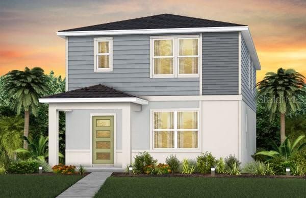 Front exterior of a new home in EverBe, Orlando, FL, highlighting curb appeal (Image 1). Front exterior of a new home in EverBe, Orlando, FL, highlighting curb appeal (Image 1).
