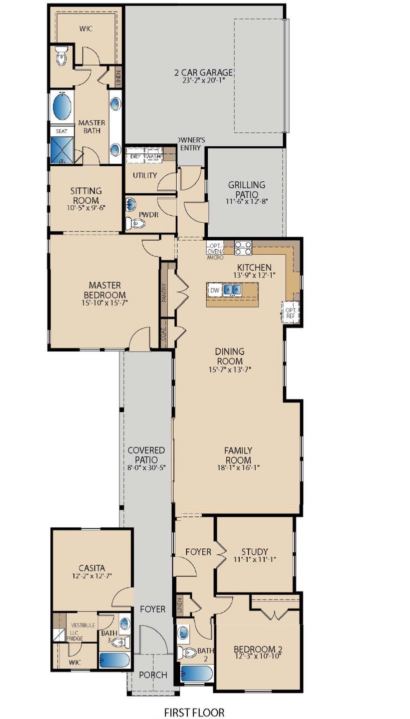 2D floor plan layout of this home in Easton Park, Austin, TX (Image 1). 2D floor plan layout of this home in Easton Park, Austin, TX (Image 1).