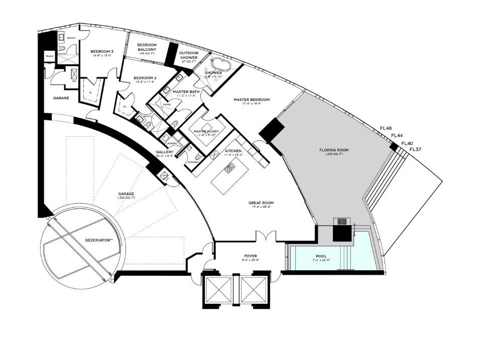 2D floor plan layout for the RESIDENCE ARNAGE - Floors 37 - 48 by Dezer Development in Bentley Residences, Sunny Isles Beach, FL (Image 1). 2D floor plan layout for the RESIDENCE ARNAGE - Floors 37 - 48 by Dezer Development in Bentley Residences, Sunny Isles Beach, FL (Image 1).