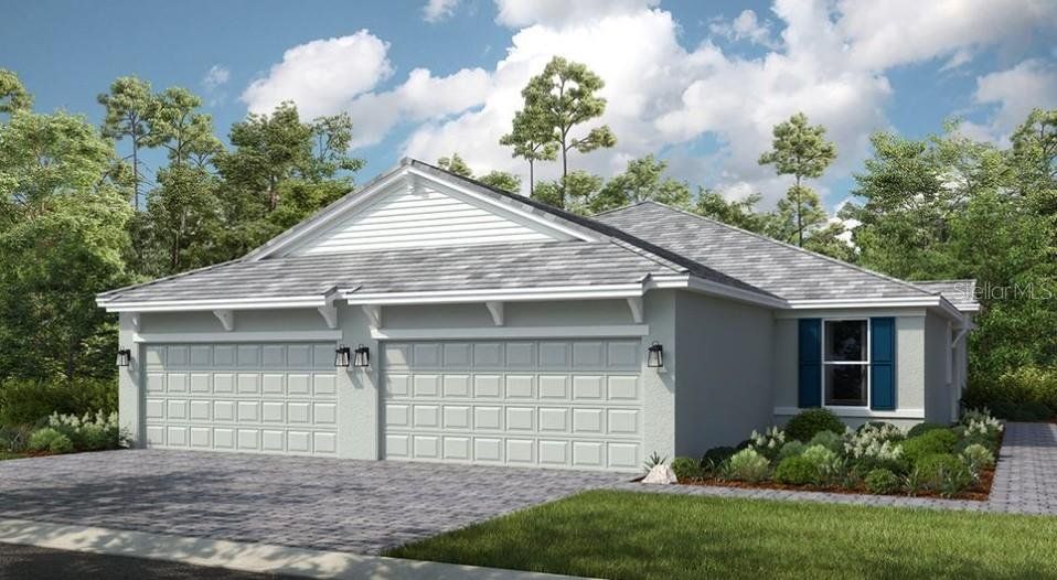 Front exterior of a new home in Skye Ranch Community Group Page, Sarasota, FL, highlighting curb appeal (Image 1). Front exterior of a new home in Skye Ranch Community Group Page, Sarasota, FL, highlighting curb appeal (Image 1).