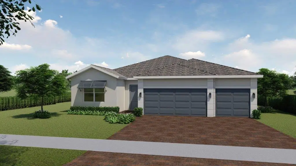 Front exterior of a new home in Capistrano, Cutler Bay, FL, highlighting curb appeal (Image 1). Front exterior of a new home in Capistrano, Cutler Bay, FL, highlighting curb appeal (Image 1).
