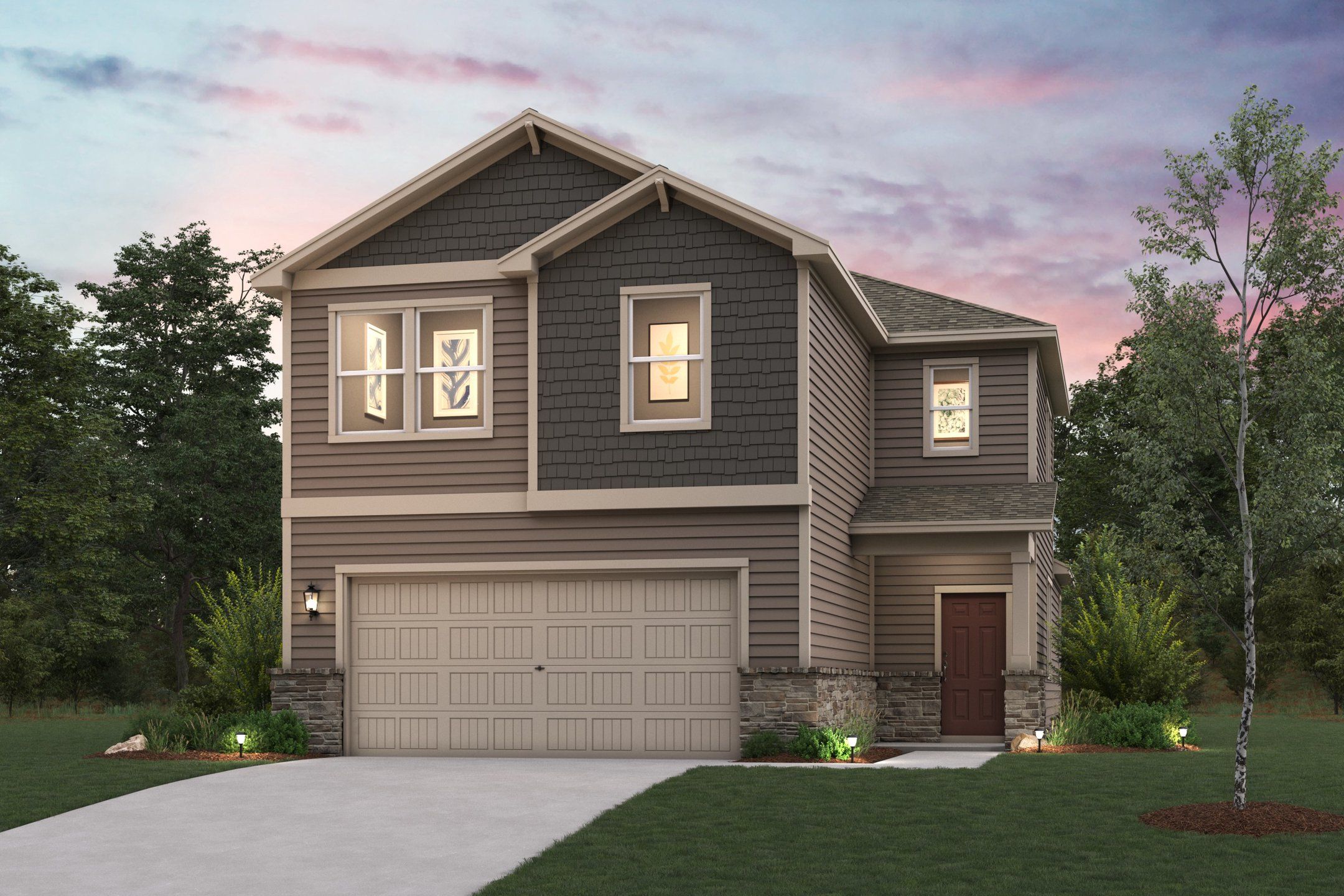 Front exterior of a new home in Mesa Vista, San Antonio, TX, highlighting curb appeal (Image 1). Front exterior of a new home in Mesa Vista, San Antonio, TX, highlighting curb appeal (Image 1).