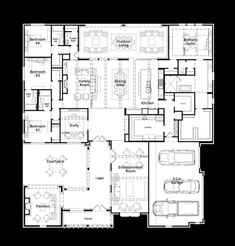 2D floor plan layout for the Laurel by Highland Homes in Estates at Bristol Valley, Heath, TX (Image 1). 2D floor plan layout for the Laurel by Highland Homes in Estates at Bristol Valley, Heath, TX (Image 1).