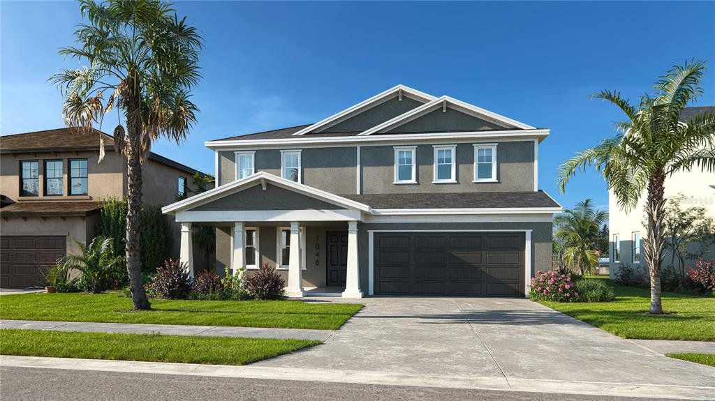 Front exterior of a new home in Avalon West, Spring Hill, FL, highlighting curb appeal (Image 1).