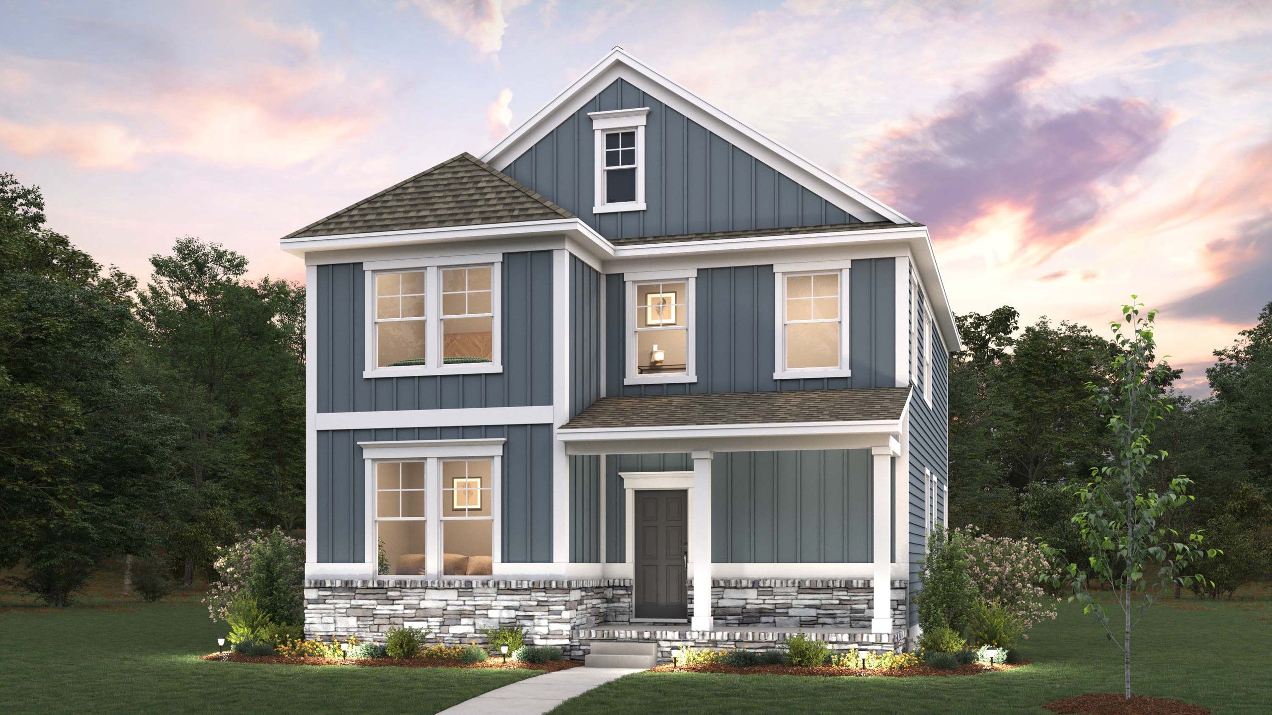 Front exterior of a new home in Shepherd's Farm, Mooresville, NC, highlighting curb appeal (Image 1). Front exterior of a new home in Shepherd's Farm, Mooresville, NC, highlighting curb appeal (Image 1).