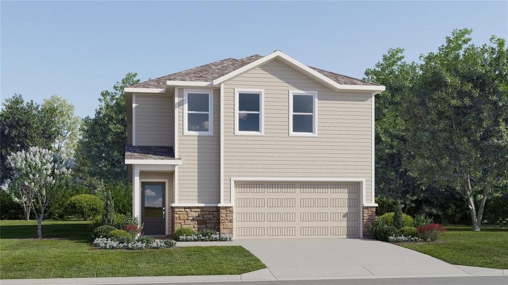 Front exterior of a new home in Sugarloaf Ridge, Minneola, FL, highlighting curb appeal (Image 1). Front exterior of a new home in Sugarloaf Ridge, Minneola, FL, highlighting curb appeal (Image 1).