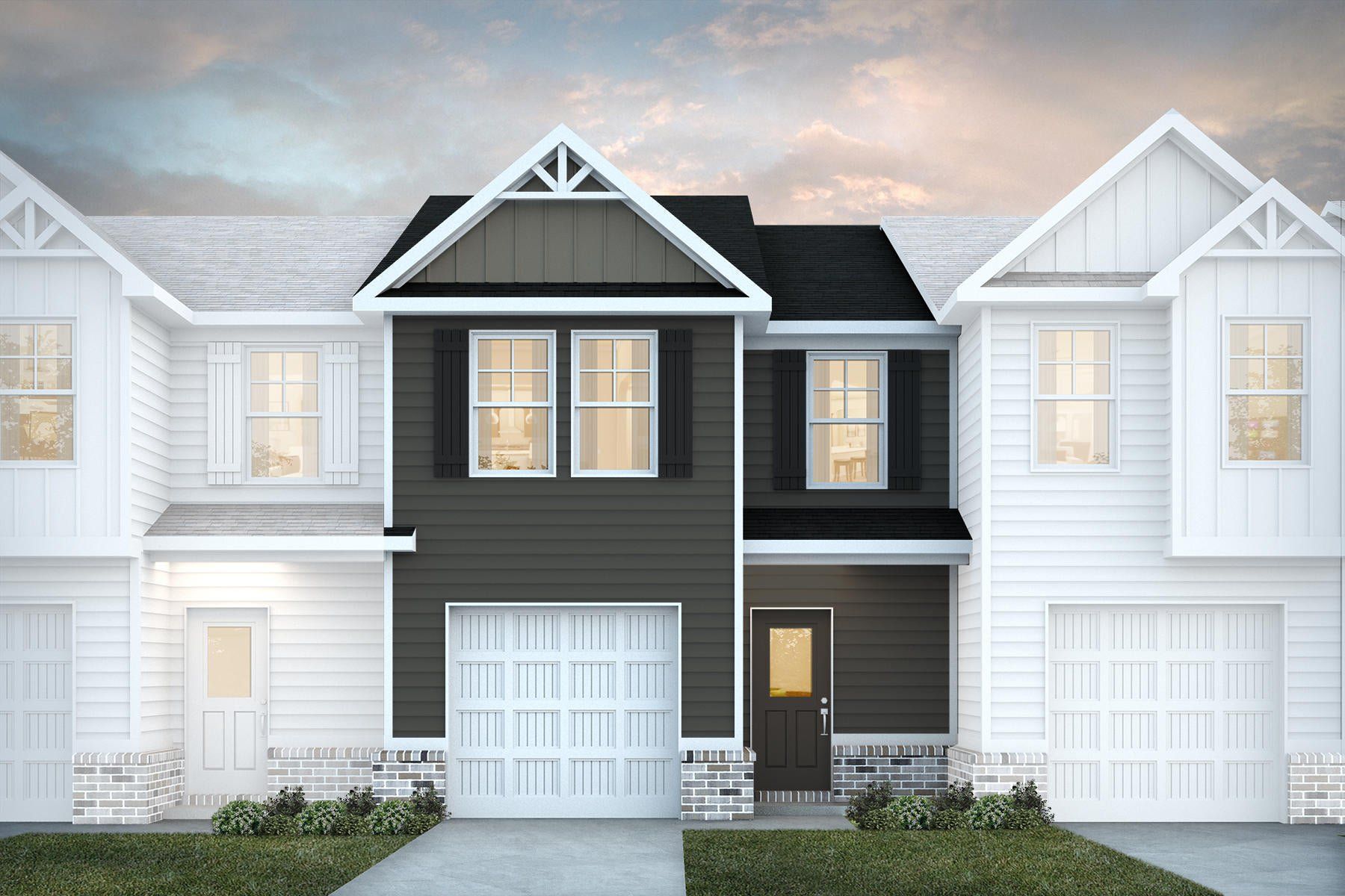 Front exterior of a new home in Southport Townes, Spartanburg, SC, highlighting curb appeal (Image 1). Front exterior of a new home in Southport Townes, Spartanburg, SC, highlighting curb appeal (Image 1).