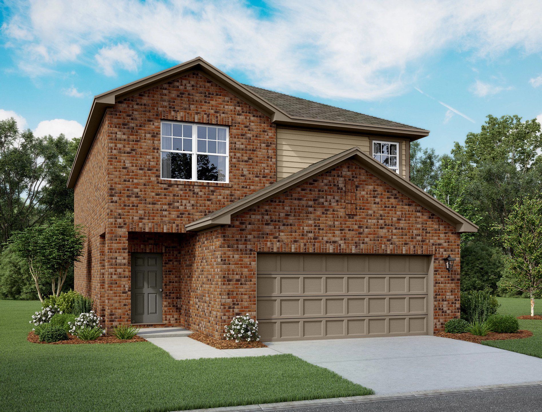 Front exterior of a new home in Windmill Farms, Forney, TX, highlighting curb appeal (Image 1). Front exterior of a new home in Windmill Farms, Forney, TX, highlighting curb appeal (Image 1).