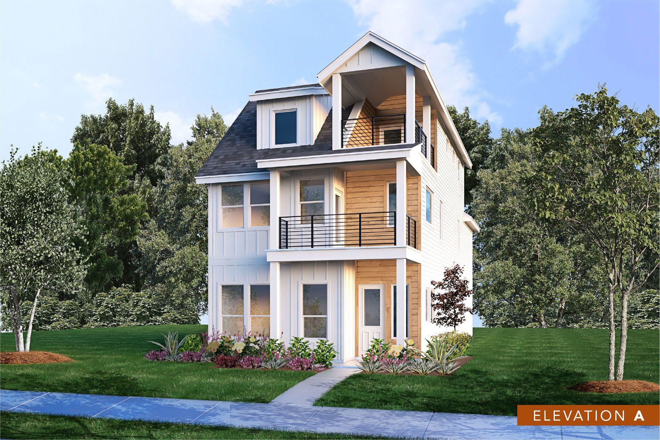 Front exterior of a new home in Town Creek, New Braunfels, TX, highlighting curb appeal (Image 1).