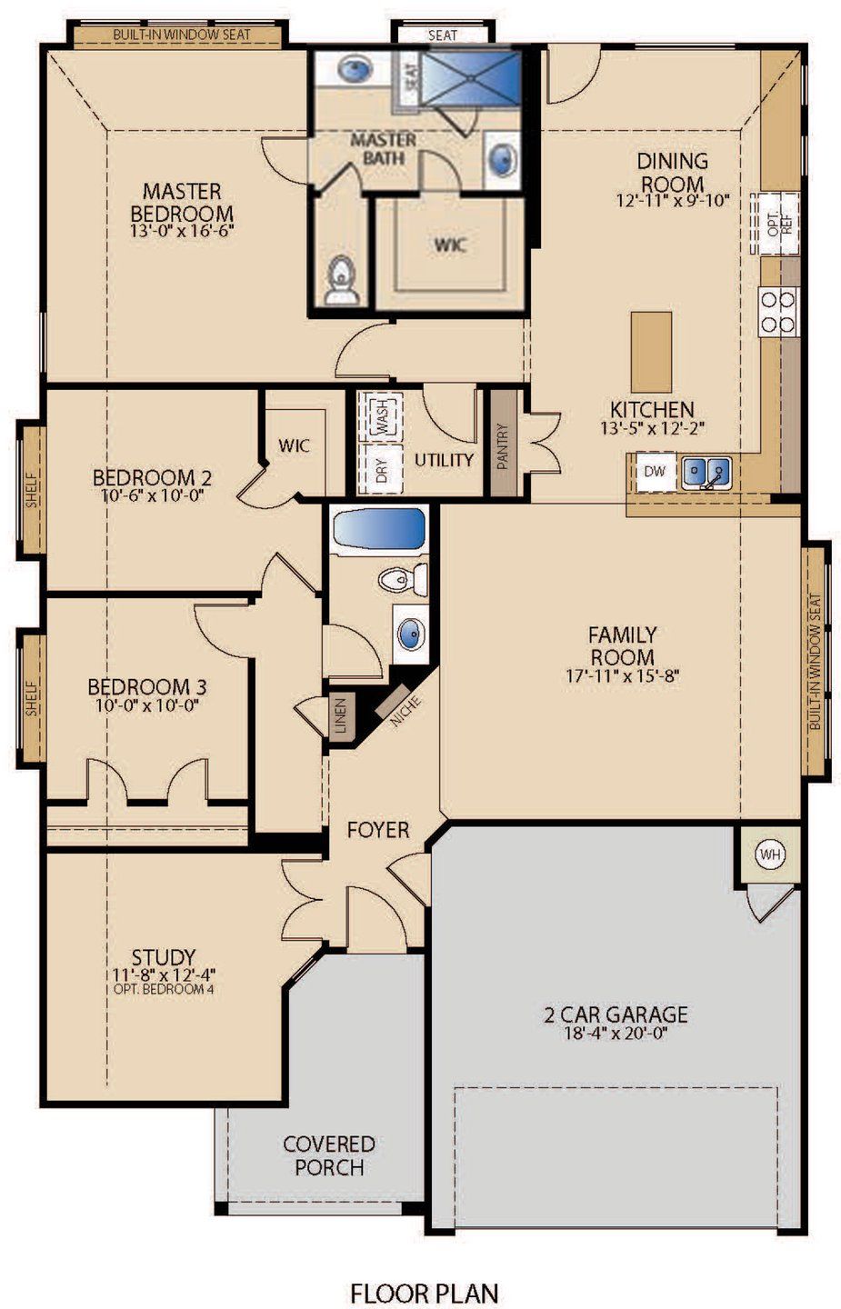 2D floor plan layout of this home in Grande Estates, Bertram, TX (Image 1).