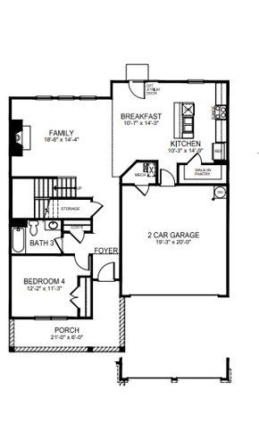 2D floor plan layout for the Ashley by D.R. Horton in Avalon, Gastonia, NC (Image 1).