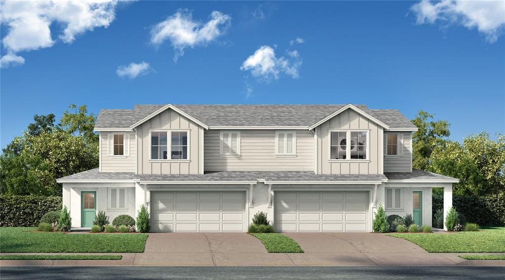 Front exterior of a new home in Cyrene at Harmony, St. Cloud, FL, highlighting curb appeal (Image 1). Front exterior of a new home in Cyrene at Harmony, St. Cloud, FL, highlighting curb appeal (Image 1).