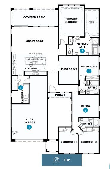 2D floor plan layout for the 5014 by Shea Homes in Emblem at Aloravita, Peoria, AZ (Image 1).