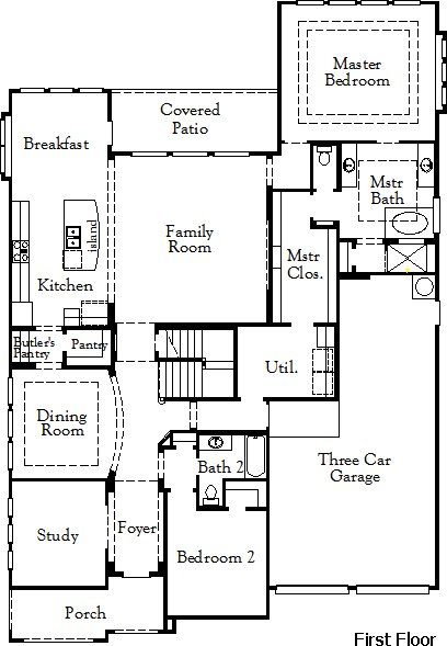 2D floor plan layout for the Caddo II - 65s by Coventry Homes in South Pointe, Mansfield, TX (Image 1).