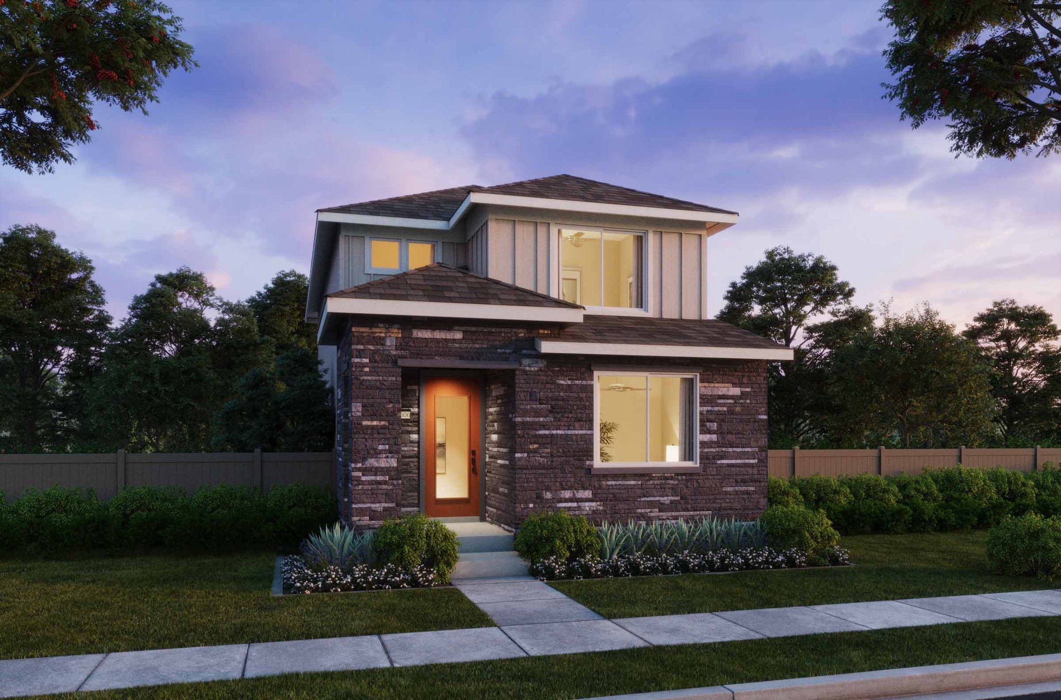 Front exterior of a new home in Woodrose at Painted Prairie, Aurora, CO, highlighting curb appeal (Image 1). Front exterior of a new home in Woodrose at Painted Prairie, Aurora, CO, highlighting curb appeal (Image 1).