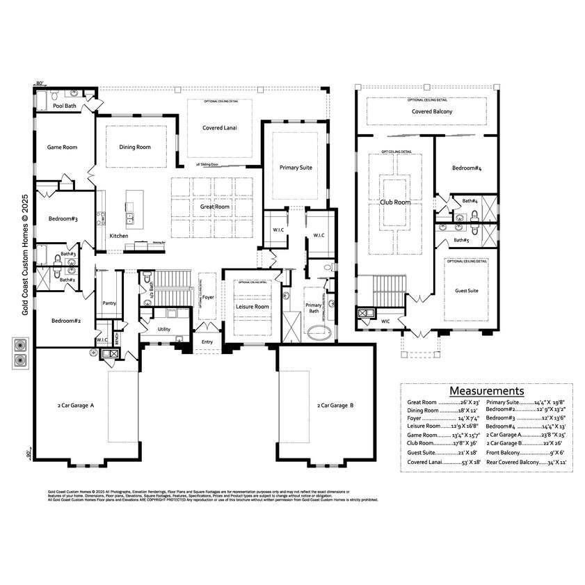 2D floor plan layout for the The Destin II by Gold Coast Custom Homes in The Conservatory, Palm Coast, FL (Image 1).