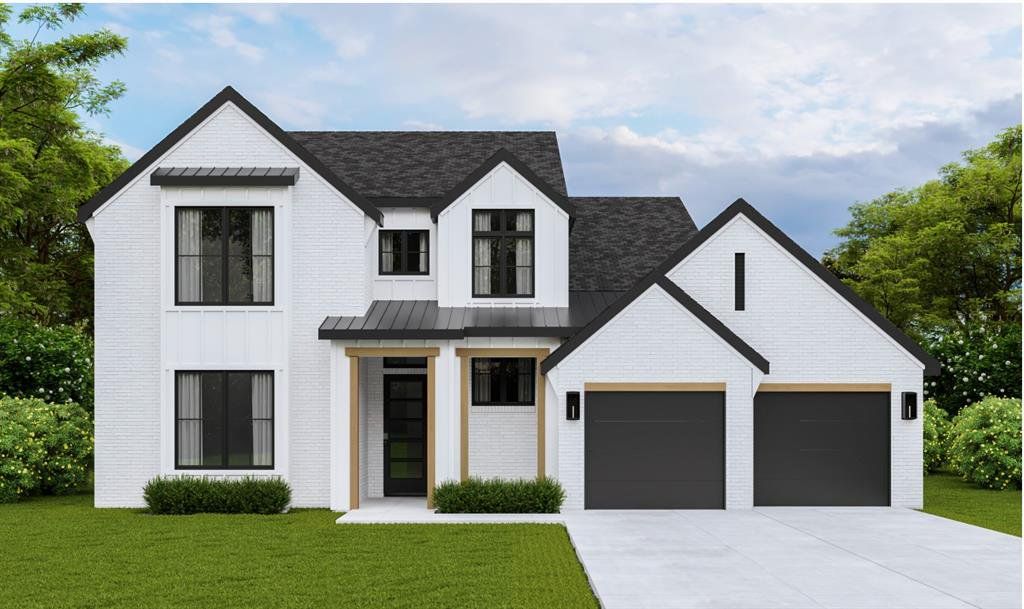 Front exterior of a new home in Terrace Oaks, Arlington, TX, highlighting curb appeal (Image 1).