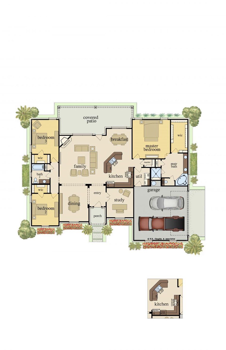 2D floor plan layout for the Nixon With Study by Carothers Executive Homes in Eagle Heights, Salado, TX (Image 1).