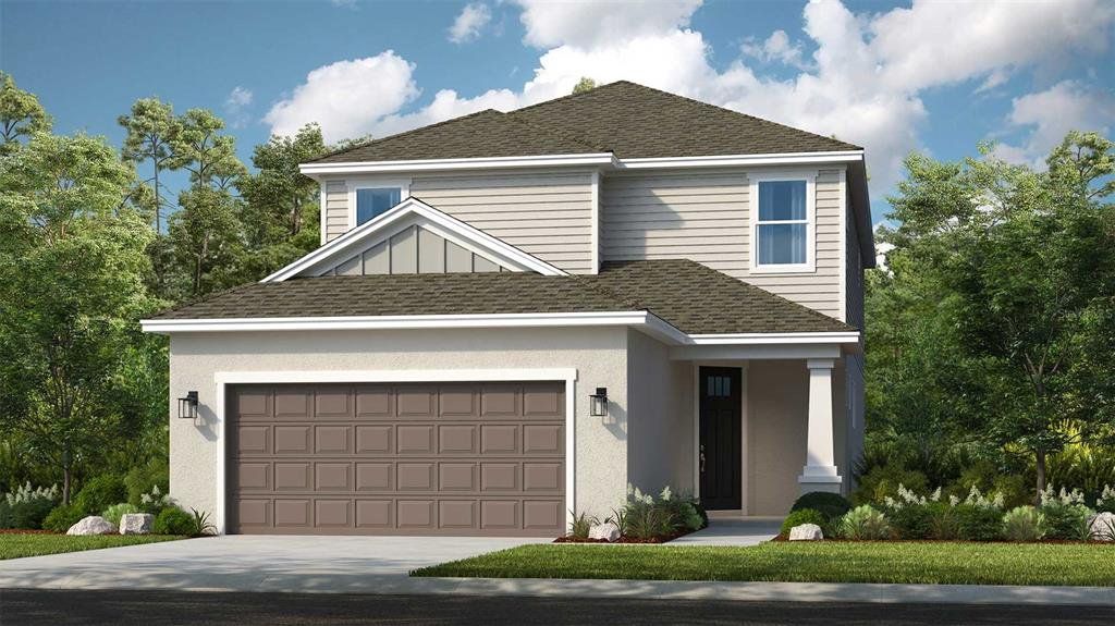 Front exterior of a new home in Skye Ranch Community Group Page, Sarasota, FL, highlighting curb appeal (Image 1). Front exterior of a new home in Skye Ranch Community Group Page, Sarasota, FL, highlighting curb appeal (Image 1).