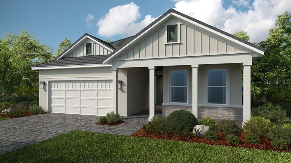 Front exterior of a new home in Skye Ranch Community Group Page, Sarasota, FL, highlighting curb appeal (Image 1). Front exterior of a new home in Skye Ranch Community Group Page, Sarasota, FL, highlighting curb appeal (Image 1).