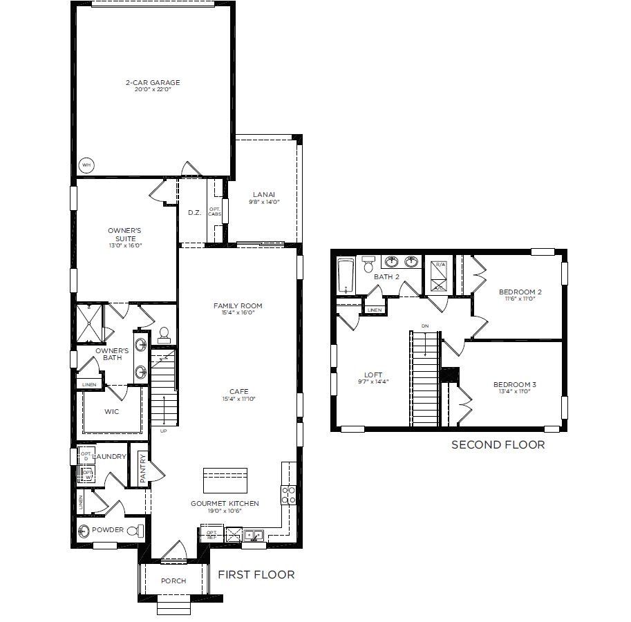 2D floor plan layout of this home in Waterleigh, Winter Garden, FL (Image 1).