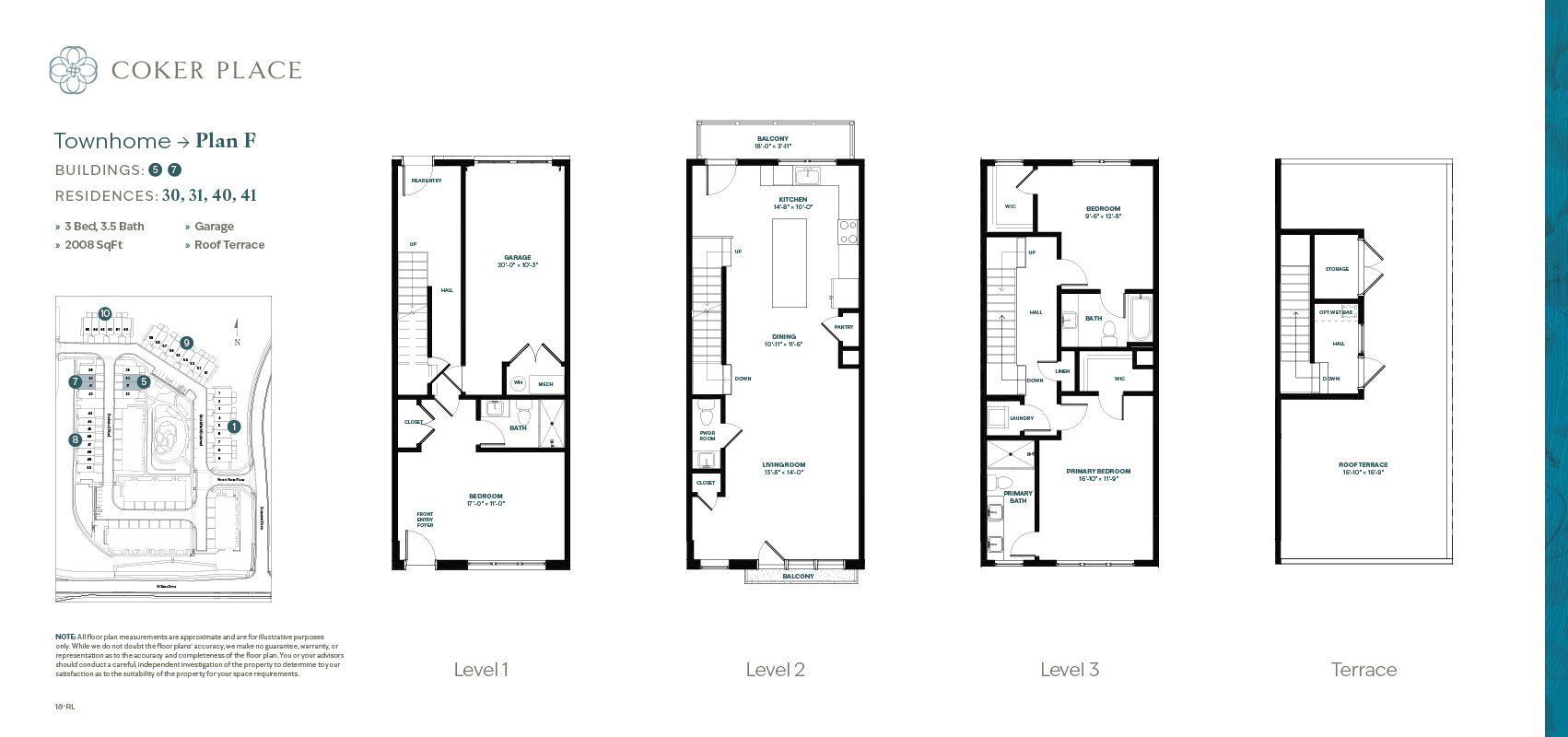2D floor plan layout for the Plan F by Lock7 Development in Coker Place, Chapel Hill, NC (Image 1).