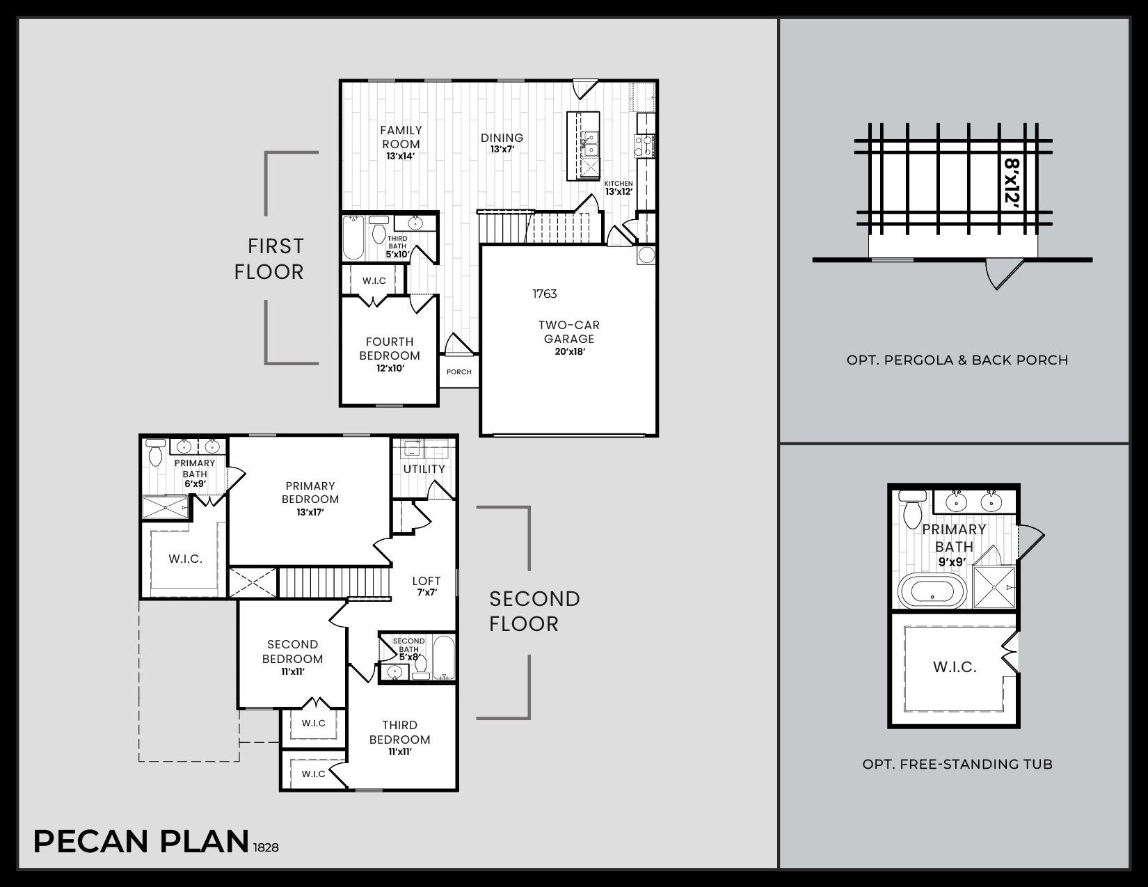 2D floor plan layout for the Pecan by Dunhill Homes in Pebblebrook, Sherman, TX (Image 1). 2D floor plan layout for the Pecan by Dunhill Homes in Pebblebrook, Sherman, TX (Image 1).