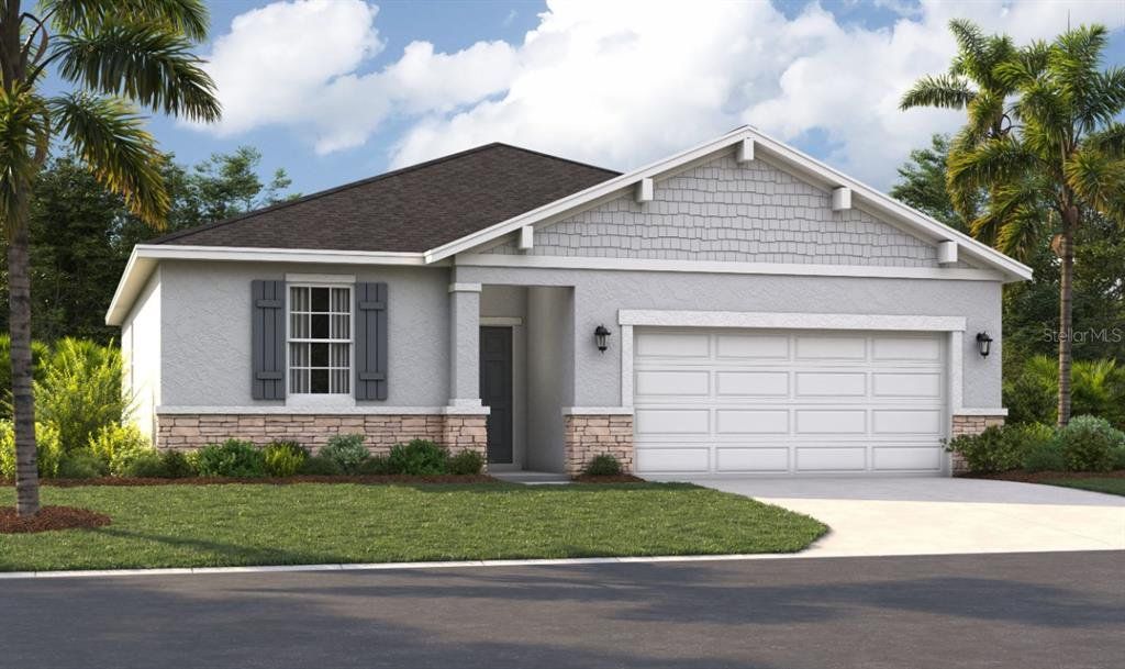 Front exterior of a new home in Silver Lake Pointe, Leesburg, FL, highlighting curb appeal (Image 1). Front exterior of a new home in Silver Lake Pointe, Leesburg, FL, highlighting curb appeal (Image 1).