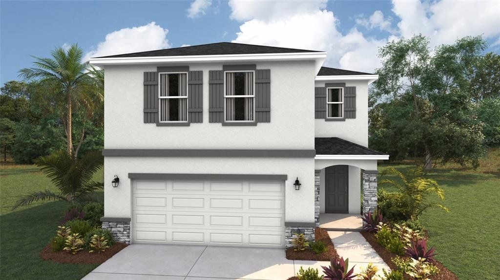 Front exterior of a new home in Oakfield Trails, Parrish, FL, highlighting curb appeal (Image 1). Front exterior of a new home in Oakfield Trails, Parrish, FL, highlighting curb appeal (Image 1).