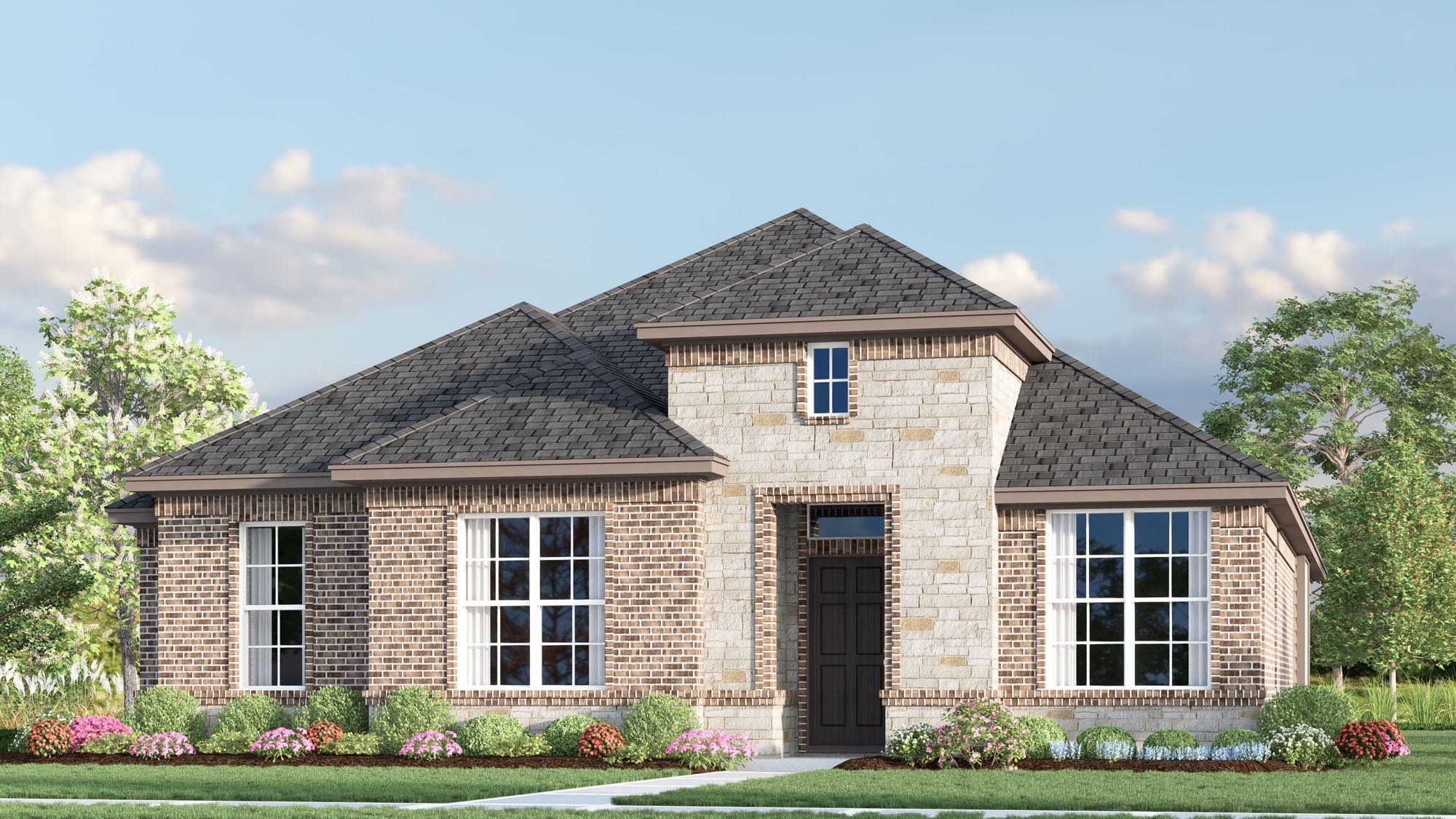 Front exterior of a new home in Redden Farms, Midlothian, TX, highlighting curb appeal (Image 1). Front exterior of a new home in Redden Farms, Midlothian, TX, highlighting curb appeal (Image 1).