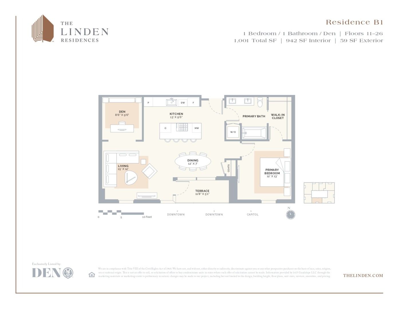 2D floor plan layout for the Residence B1 by Reger Holdings, LLC. in The Linden Residences, Austin, TX (Image 1). 2D floor plan layout for the Residence B1 by Reger Holdings, LLC. in The Linden Residences, Austin, TX (Image 1).