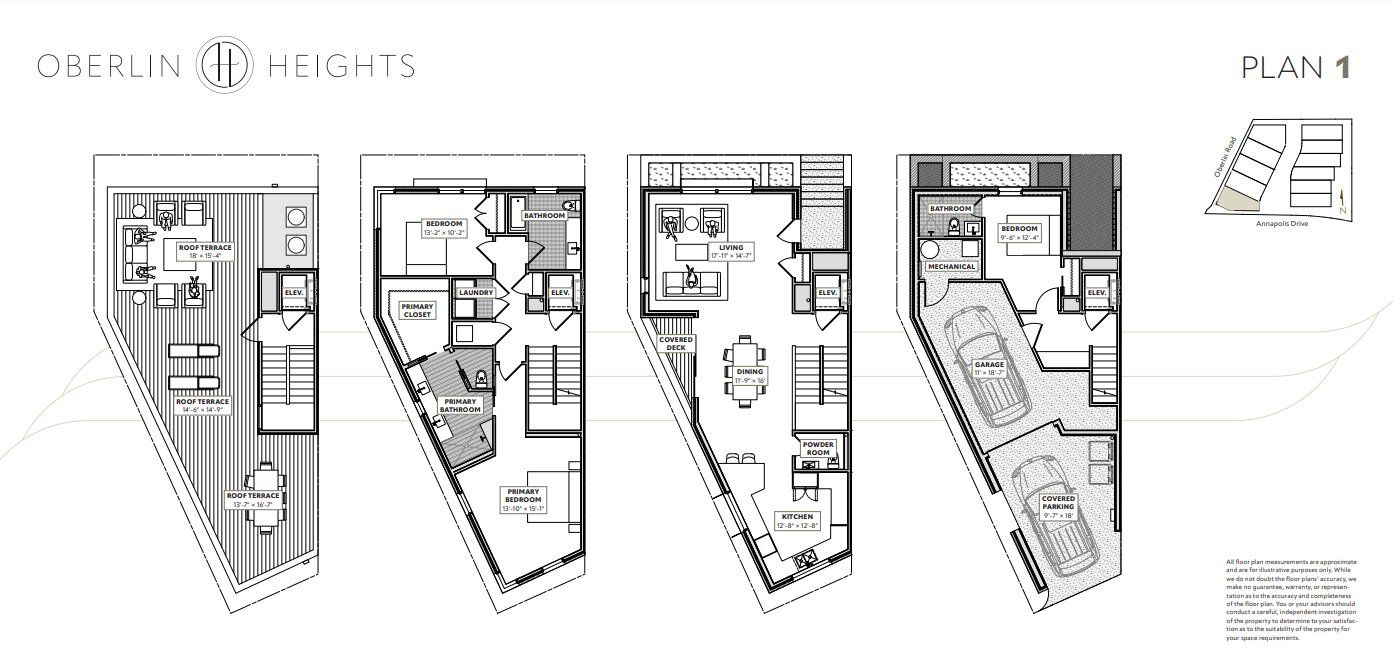 2D floor plan layout for the Plan 1 by Concept 8 in Oberlin Heights, Raleigh, NC (Image 1).
