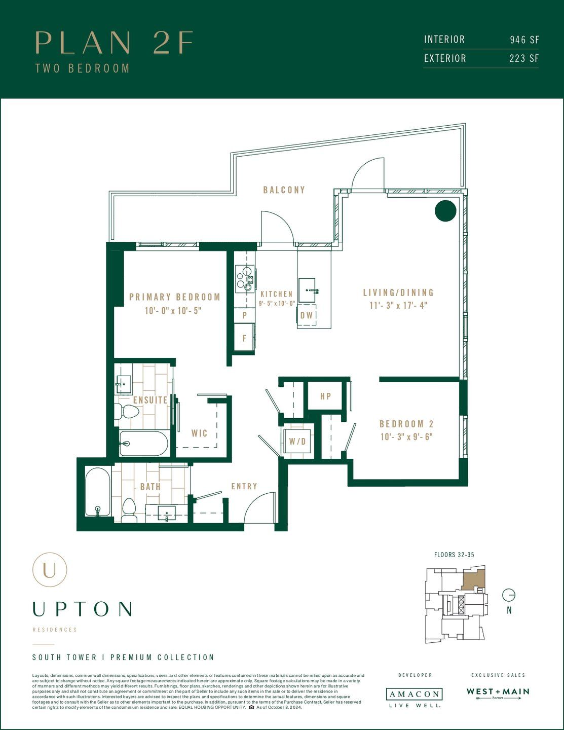 2D floor plan layout for the Plan 2F by Amacon in Upton Residences, Denver, CO (Image 1).