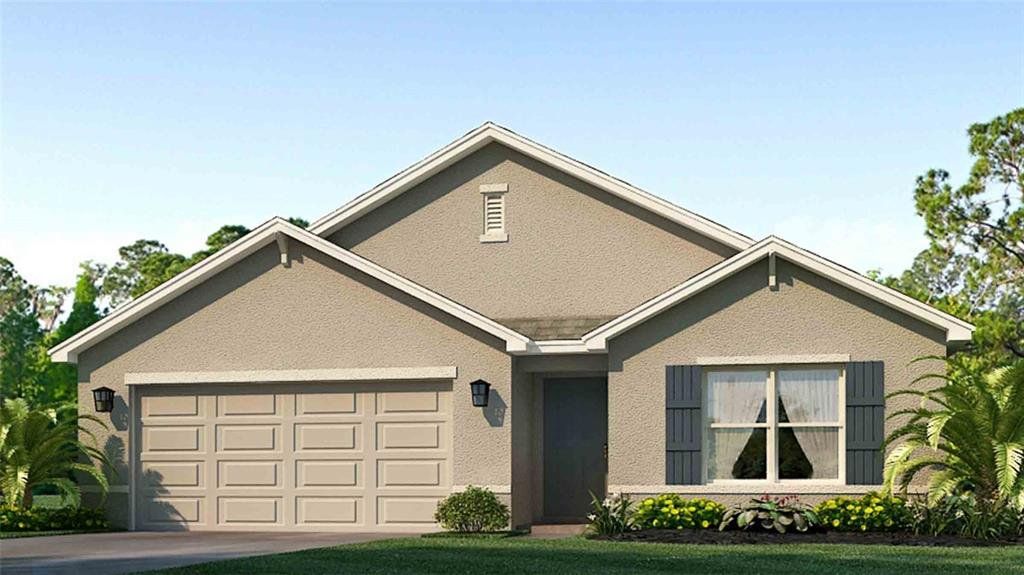 Front exterior of a new home in Oakfield Lakes, Parrish, FL, highlighting curb appeal (Image 1).