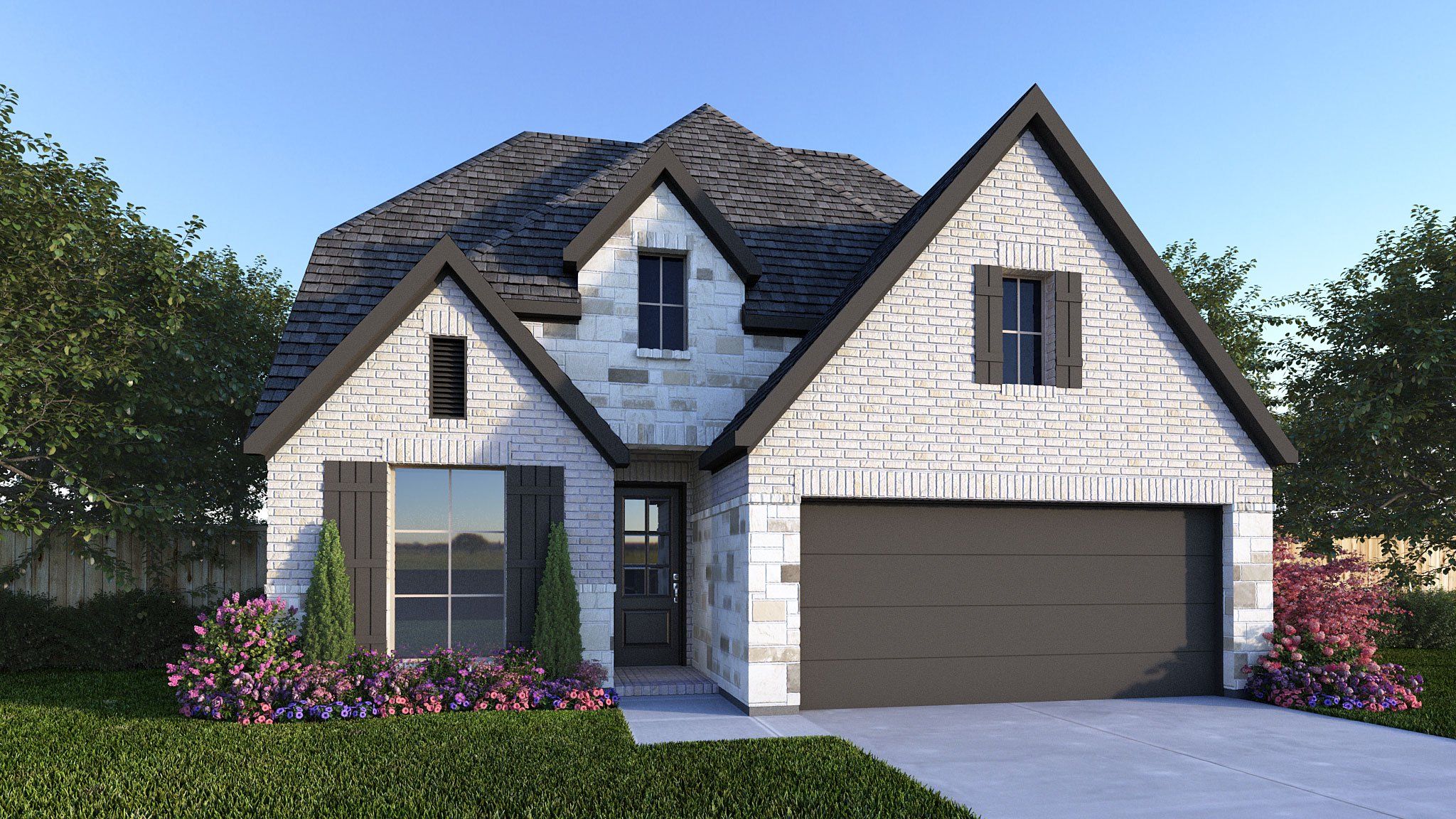 Front exterior of a new home in Audubon, Magnolia, TX, highlighting curb appeal (Image 1). Front exterior of a new home in Audubon, Magnolia, TX, highlighting curb appeal (Image 1).