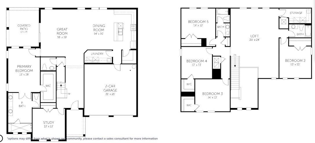 2D floor plan layout for the Deerfield by Dream Finders Homes in Palms at Windermere, Windermere, FL (Image 1).